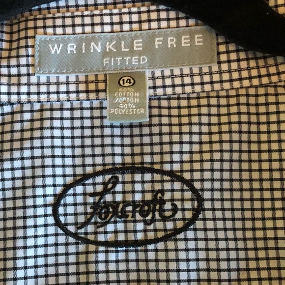 SWEET ‘FOXCROFT’ BLK/WHITE CHECKS RUFFLED BLOUSE-EUC! - Picture 8 of 9